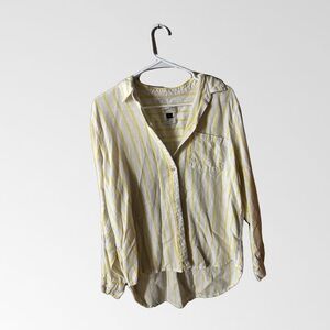 Universal Thread Yellow and White Striped Button Down Shirt